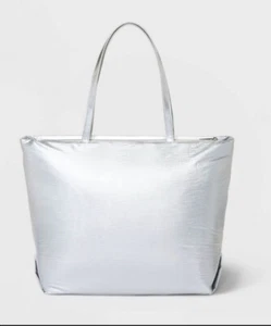 A New Day Athleisure Soft Tote Handbag Silver - Picture 1 of 9