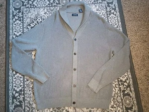Chaps Ralph Lauren Herren Schal Strickjacke XXL grau gerippt Opa Old Money - Bild 1 von 11