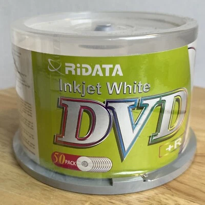 50 Count Pack Ridata DVD +R 4.7GB 16x White Inkjet Printable Disc 120min - Image 1 of 4