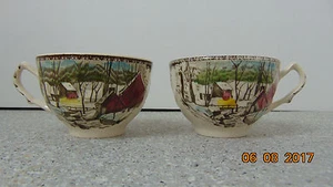 Lot off 2  Vintage Winter Farm Scene Made in England Tea Cups - Picture 1 of 4