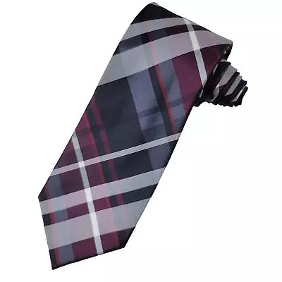 Van Heusen Silk Necktie Men's Striped Plaid Black Purple Gray White Work Wedding - Изображение 1 из 4
