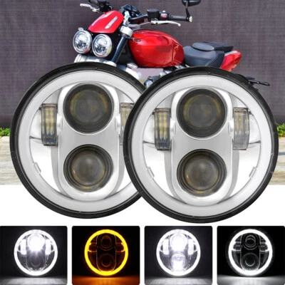 2X 5-3/4 5.75"inch LED Headlights Hi-Lo Sealed Beam DRL For Rocket III 2004-2018 Foto 1 de 4