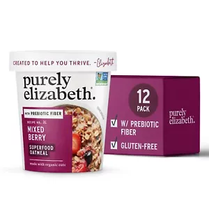 Purely Elizabeth Mixed Berry Superfood Oatmeal Cups 12 Pack Vegan Gluten Free - Picture 1 of 6