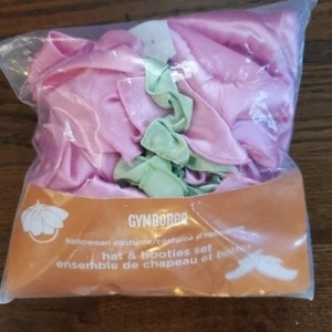GYMBOREE Girls 2t/3t pink/green Halloween flower hat/booties - Picture 1 of 3