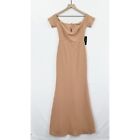 Lulus Maxi Dress Women's Small Nude Off The Shoulder Bridesmaid Gown Lynne New