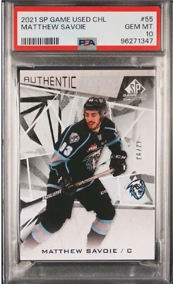 2021-22 Upper Deck SP Game Used CHL Edition /93 Matthew Savoie RC PSA 10 POP 2! - Image 1 of 2