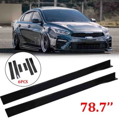 For Kia Forte Koup Rio 78.7" Gloss Black Side Skirt Extention Panel Lip Body Kit - Image 1 of 4