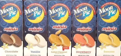 Moon Pie Minis - Complete Variety Pack - All 5 Flavors! (5 Boxes - 1 Salted Cara