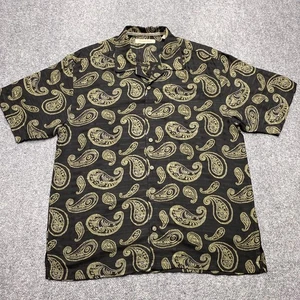 Camisa Tommy Bahama Hombres Grande Negra Dorada Cachemira Seda Hawaiian Island Resort - Imagen 1 de 10