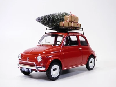 FIAT 500L rouge avec sapin de noël sur la galerie 1/18 Christmas - Photo 1/4