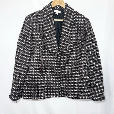 Coldwater Creek Wool Blend Tweed Herringbone Blazer Jacket Size 18 Metallic - Image 1 of 4