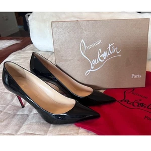 Christian Louboutin Kate 85 Patente Punta 39 Punta Rojo Tacón Inferior Caja Negra Bolsa para el Polvo - Imagen 1 de 10
