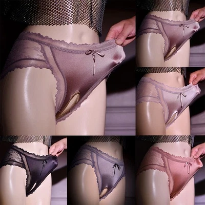 Sexy Damen Slip Spitzenunterwäsche Offener Schritt Lingerie Satin Durchsichtig - Bild 1 von 4