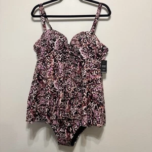 TORRID Women’s Size 1X D/DD Babydoll Swimsuit One Piece Leopard Pink Lined NWT - Picture 1 of 10