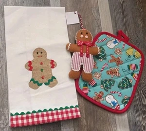 Toalla de cocina Gingerbread Man - Soporte - Lote de adornos nuevo sin etiquetas - Imagen 1 de 1