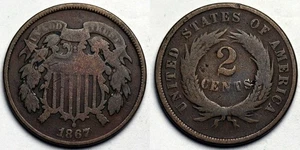 1867 Two Cent Piece - Picture 1 of 1