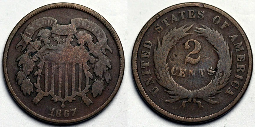 1867 Two Cent Piece - Image 1 of 1