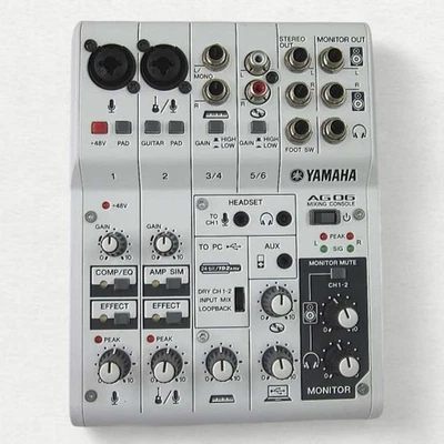 YAMAHA AG06MK2 W 6ch Live Streaming Mixer White AG06 MK2 MKII Console Tabletop - Image 1 of 4