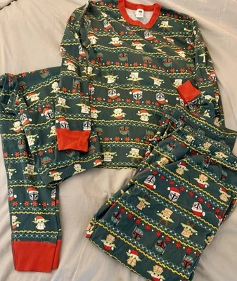 Pantalones de pijama Hanna Andersson Star Wars 3 piezas Top grande Mandalorian Grogu Navidad Foto 1 de 4