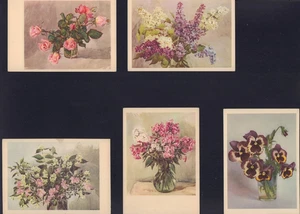 RUSSIA 1960 FIORI FIORI CARTOLINA SOVIETICA CANCELLERIA LOTTO DI 5 MINT MNH - Foto 1 di 2