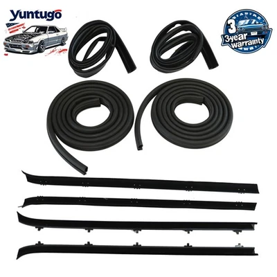 Front Door Window Sweep Felts Weatherstrip Seals Kit for Chevy GMC Truck NEW Foto 1 de 4