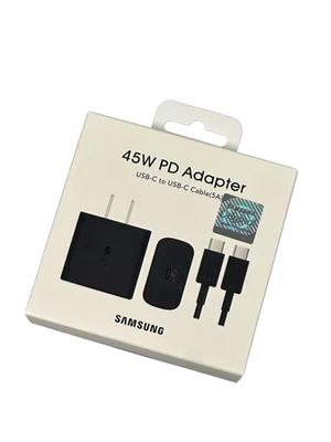 NEW Samsung Galaxy 45 Watts USB-C Super Fast Charging Wall Charger + Cable - Image 1 of 4