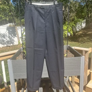 JB Britches Men’s Charcoal Gray 100% Wool Pleated Cuffed Dress Pants Size 35x31 - Picture 1 of 7