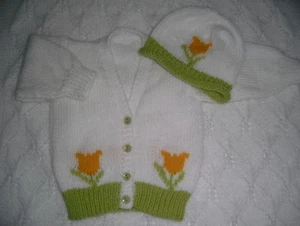 Baby tulip cardigan hat for any occasion. My own design. - Picture 1 of 1