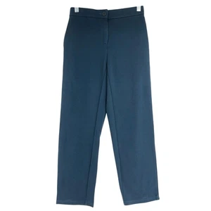 Eileen Fisher Damenhose Petite PP gerades Bein Plissee Frontreißverschluss Fly marineblau - Bild 1 von 11