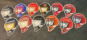 12 diversi Rico NHL Hockey Goalie Maschera Casco Pennant in Feltro 17" x 13" - Foto 1 di 12