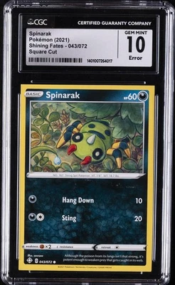 2021 POKEMON SHINING FATES - SQUARE CUT #043/072 SPINARAK CGC 10 GEM MINT - Image 1 of 2