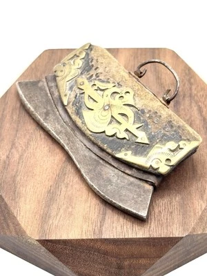 Antique Tibetan Fire Flint Striker Pouch Leather And Brass - Image 1 of 4
