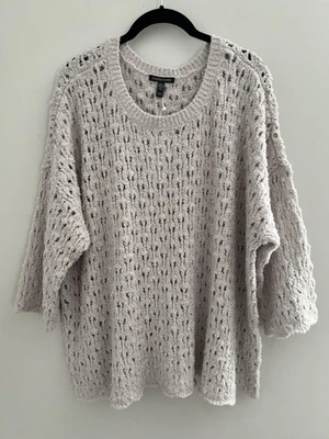 Eileen Fisher Sweater Womens 1X Crew Neck Boucle Knit Organic Cotton Cashmere - Image 1 of 4