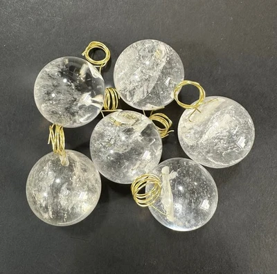 Lámpara de araña de cristal de roca natural aplique colgante de cuarzo bola agujero en V 36 mm 6 piezas Foto 1 de 3