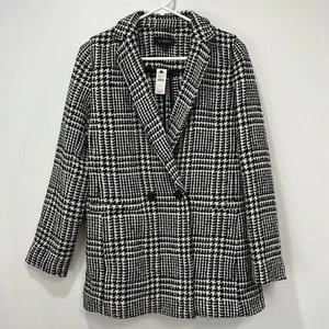 Abrigo Talbots Mujer 4 Pata de Gallo Lana Doble Pecho Negro Chaqueta a Cuadros NUEVO - Imagen 1 de 7