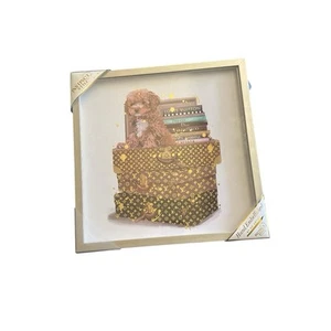 Lux Hund und Gepäck Kunst im Glasrahmen 13 x 13" Neu mit Etikett  - Bild 1 von 3