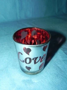 Votive or Tealight Candle Holder, Love, Metallic, Red, Hearts, Valentine's NEW - Picture 1 of 3