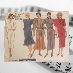 Vogues Diseño Básico 1924 Talla 14 16 18 Vestido Chaqueta Falda Vintage 1987 - Imagen 1 de 7