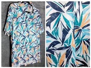 Izod Golf Mens polo shirt size XL Blue Orange Tropical Hawaiian Short sleeve - Picture 1 of 15