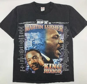 VTG MLK We Shall Over Come Rap Tee Shirt Double Sided Sz XL Black History Africa - Picture 1 of 11