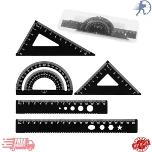 5Pcs Metal Geometry Set Math Drafting Ruler Kit Aluminum Triangle Rulers Metal - Picture 1 of 8