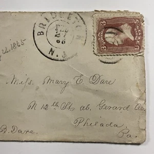 1865 Bridgeton, New Jersey  Antique Civil War Era Envelope & Washington Stamp - Picture 1 of 5