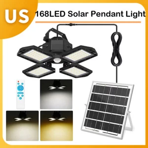 Solar Pendant Light Outdoor Indoor 168LED Solar Powered Motion Sensor Shed Light - Picture 1 of 13