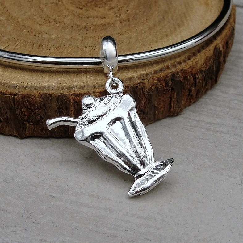 Dije colgante batido de plata - Dije helado helado se adapta a pulseras europeas Foto 1 de 1