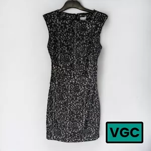 REISS OE Toledo Spitzen-Etuikleid schwarz-creme UK-Größe 8 Hochzeit Party Cocktail - Bild 1 von 14