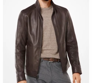 Michael Kors Men's Leather Jacket size Medium RRP: £450.00 UK - 40 - Picture 1 of 9