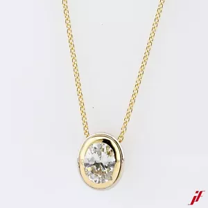 Halskette 14K mit Solitäranhänger Gelbgold Weißgold 1 Brillant 1,0ct - Bild 1 von 3