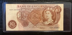 1966 - 1970 Bank Of England Ten Shillings 10/- Banknote 60N Circulated - Picture 1 of 2
