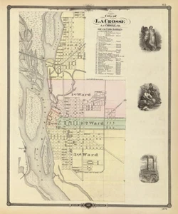 Mappa della città di La Crosse Wisconsin 1878 - Foto 1 di 3