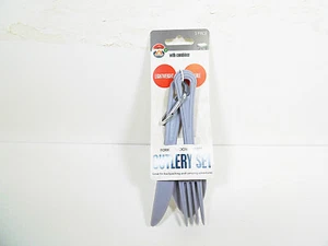 Camping Cutlery Utensil Set 3 Pc with Carabiner Fork Spoon Knife Sets Hiking - Picture 1 of 4
